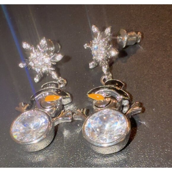 Snowman & Snowflake Drop Earrings - Picture 3 of 7